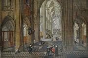 Pieter Neefs View of the interior of a church oil